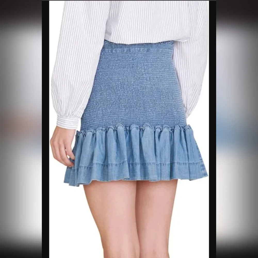 Veronica Beard Aloya Smocked Ruffle Mini Skirt No Size Tag See Measurments Small